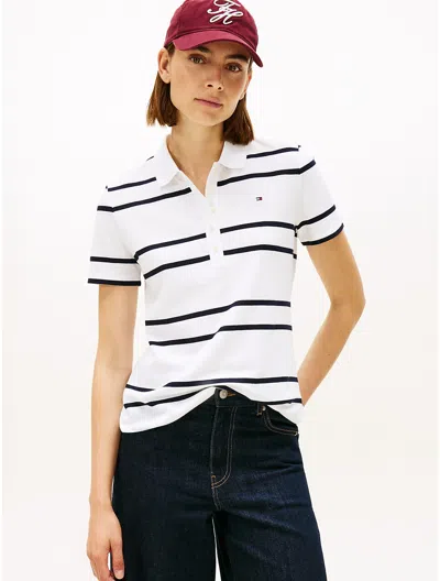 Tommy Hilfiger Stripe Stretch Pique Polo In White