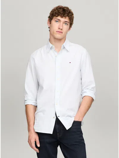 Tommy Hilfiger Stripe Stretch Regular Fit Poplin Shirt In Breezy Blue