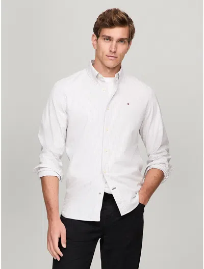 Tommy Hilfiger Core Logo-embroidered Regular-fit Cotton-poplin Shirt In White