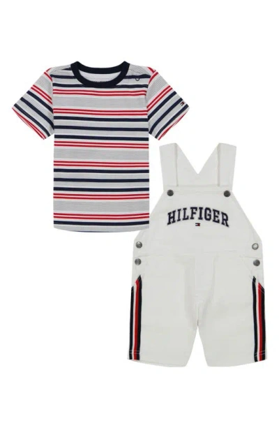 Tommy Hilfiger Babies'  Stripe Tee & Shortall Set In White Multi