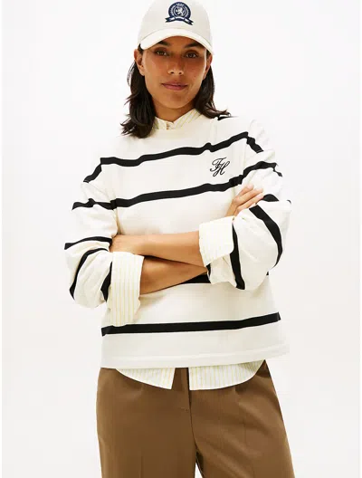 Tommy Hilfiger Stripe Terry Sweatshirt In Neutral
