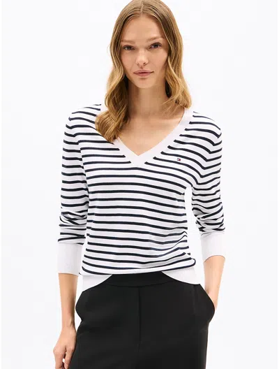 Tommy Hilfiger Stripe V In Ecru