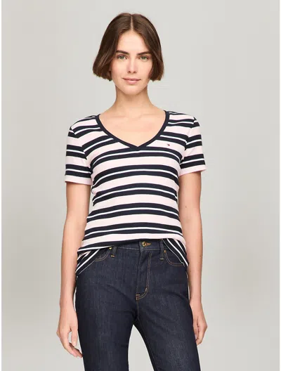 Tommy Hilfiger Stripe V In Icy Pink Multi