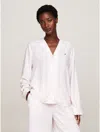 Tommy Hilfiger Stripe Viscose Pajama Shirt In Monotype Ithaca Light Pink