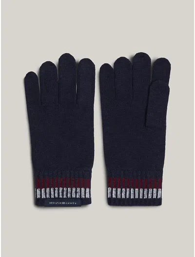 Tommy Hilfiger Stripe Wool Blend Glove In Space Blue