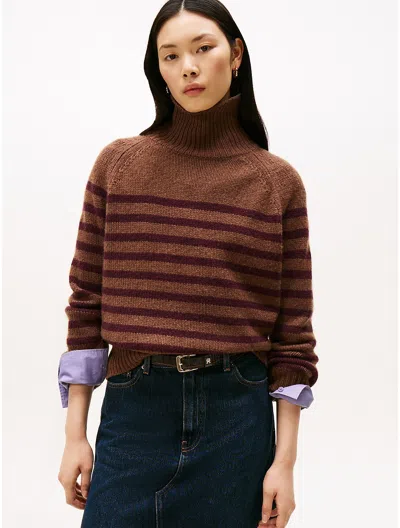 Tommy Hilfiger Stripe Wool In Brown