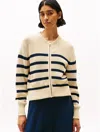 Tommy Hilfiger Stripe Zip Cardigan In Beige Stripe