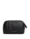 Tommy Hilfiger Stripe Zip Wash Bag In Black