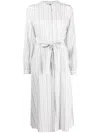 Tommy Hilfiger Striped Belted Dress In 白色