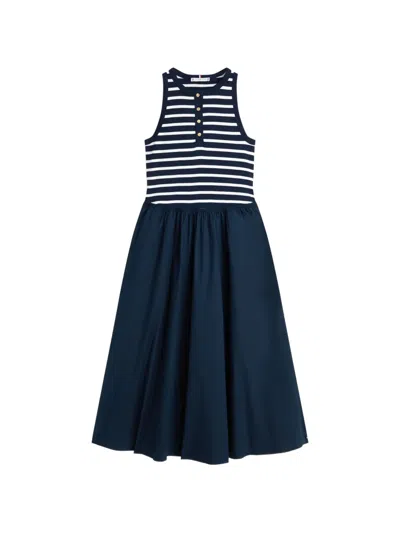 Tommy Hilfiger Striped Button-down Maxi Dress In Blue