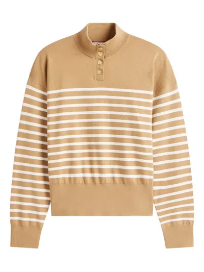 Tommy Hilfiger Striped Buttoned Sweater In Multi