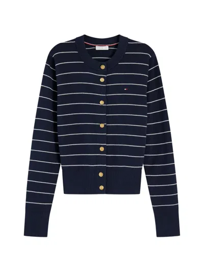 Tommy Hilfiger Striped Button-front Cardigan In Blue
