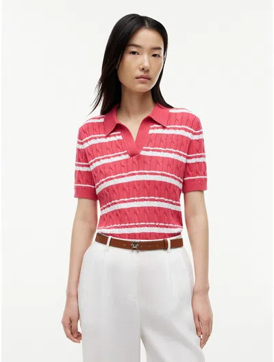 Tommy Hilfiger Striped Cable Knit Sweater Polo In Multi