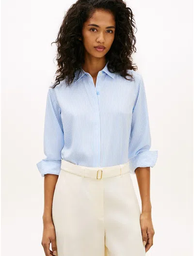 Tommy Hilfiger Striped Crepe Shirt In Blue