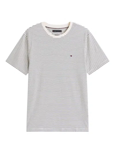 Tommy Hilfiger Striped Crew-neck T-shirt In Black