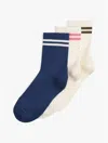 Tommy Hilfiger Striped Crew Sock 3 In Blue
