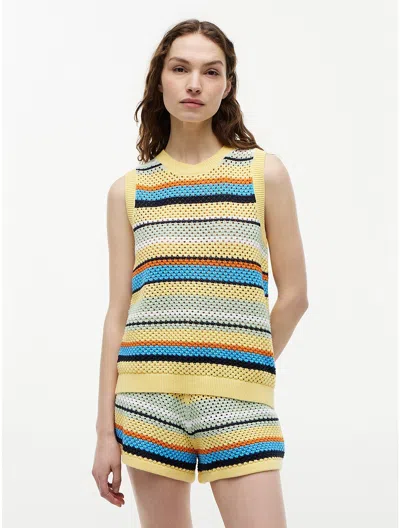 Tommy Hilfiger Striped Crochet Sweater Vest In Multi