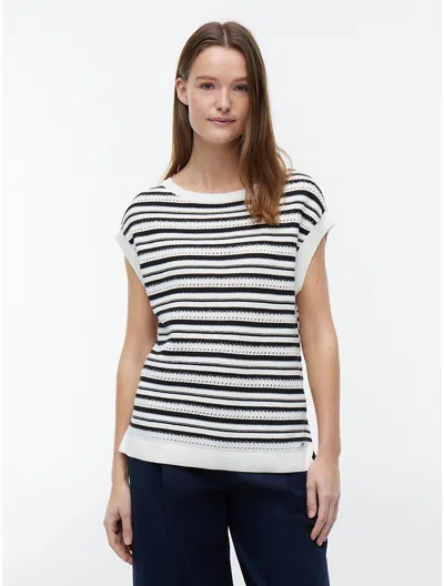 Tommy Hilfiger Striped Crochet Sweater In White
