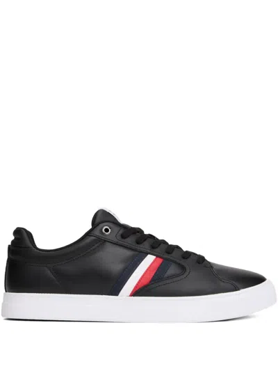 Tommy Hilfiger Striped-detail Sneakers In Black