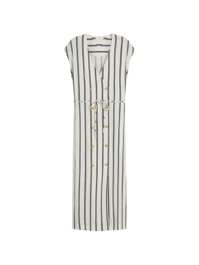 Tommy Hilfiger Striped Double-breasted Midi Dress In Multi