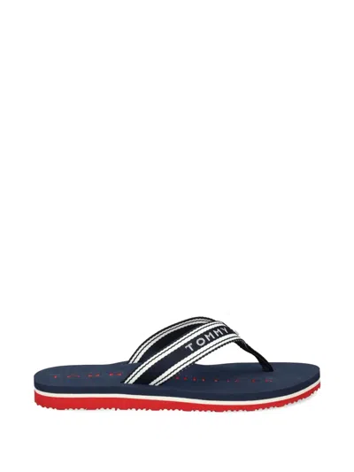 Tommy Hilfiger Striped Flip-flops In Blue