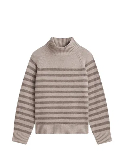 Tommy Hilfiger Striped High-neck Sweater In Neutral