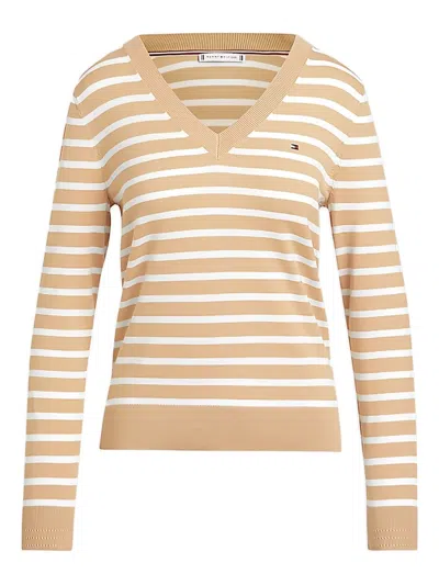 Tommy Hilfiger Striped Jumper In Neutrals