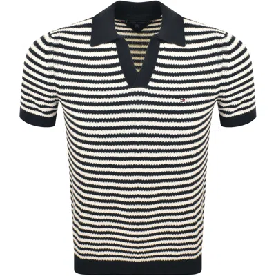 Tommy Hilfiger Striped Knit Polo Navy In Black
