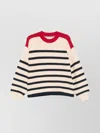 Tommy Hilfiger Striped Knitwear With Contrast Shoulder Panels In Neutral