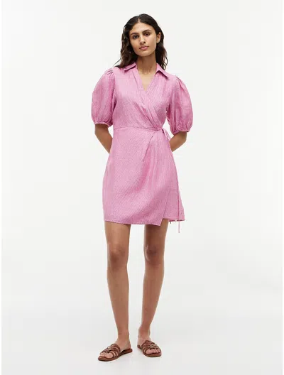 Tommy Hilfiger Striped Linen Mini Wrap Dress In Pink