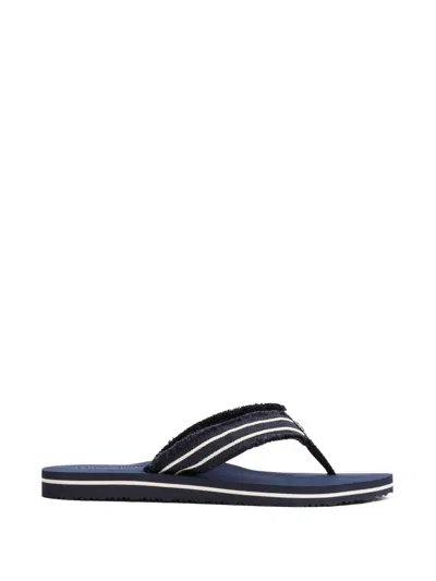 Tommy Hilfiger Gestreifte Flip-flops Mit Logo In Blue