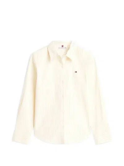 Tommy Hilfiger Striped Logo-embroidered Shirt In Yellow