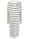 Tommy Hilfiger Striped Long-sleeved Midi Dress In Neutrals