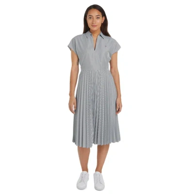 Tommy Hilfiger Striped Midi Dress In Grey