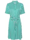 Tommy Hilfiger Striped Midi Shirt Dress In Green