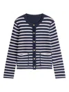 Tommy Hilfiger Striped-pattern Button Reversible Cardigan In Blue