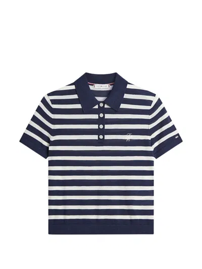 Tommy Hilfiger Gestreiftes Polo-top In Blue