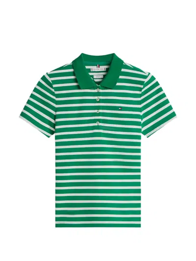 Tommy Hilfiger Striped-pattern Polo Top In Green