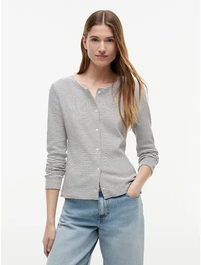 Tommy Hilfiger Striped Pointelle Cardigan T In Gray