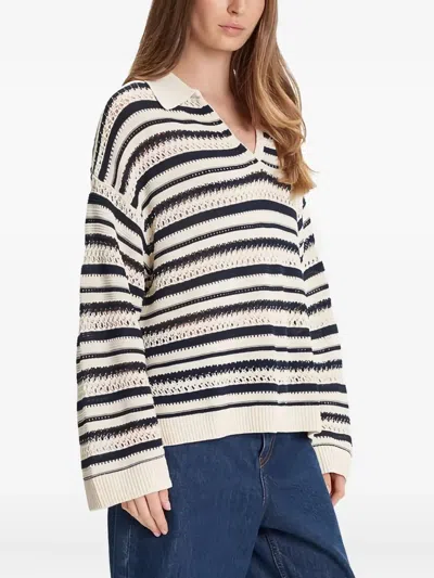 TOMMY HILFIGER STRIPED POLO-NECK SWEATER