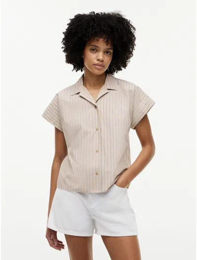 Tommy Hilfiger Striped Poplin Camp Shirt In Neutral