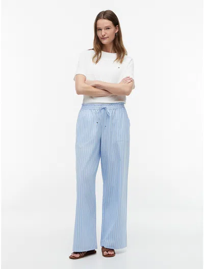 Tommy Hilfiger Striped Poplin Pull In Blue