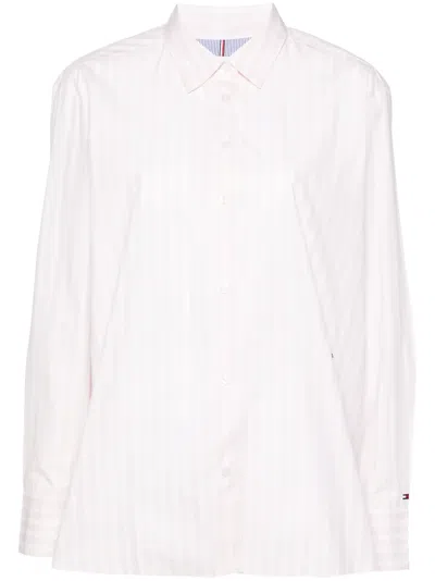 Tommy Hilfiger Striped Poplin Shirt In White