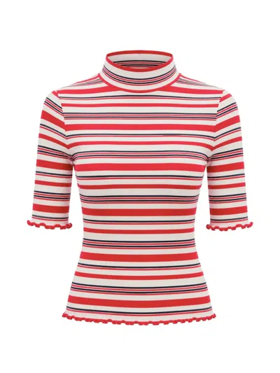 Tommy Hilfiger Striped Ribbed T-shirt In Multi