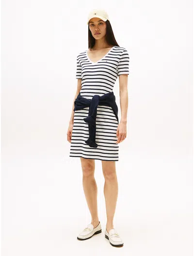 Tommy Hilfiger Striped Ribbed V In Multi