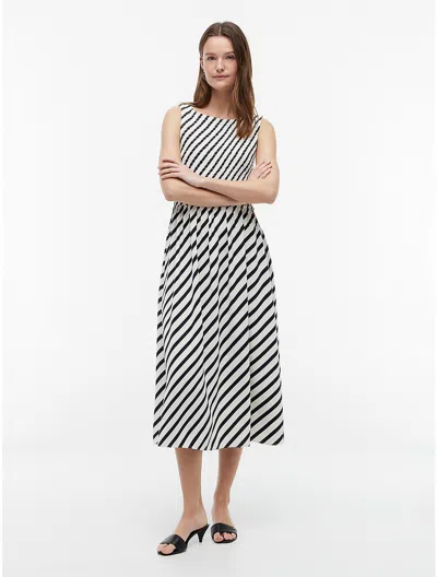 Tommy Hilfiger Striped Shirred Crepe Maxi Dress In Black