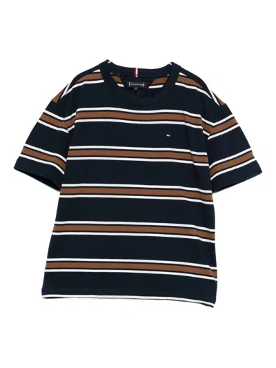 Tommy Hilfiger Kids' Striped Short-sleeved T-shirt  In Black