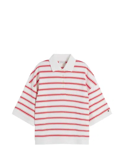 Tommy Hilfiger Relaxed Fit Heathered Stripe Polo In White