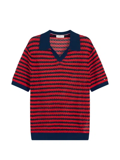Tommy Hilfiger Striped Short-sleeve Sweater In Multi