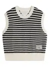 Tommy Hilfiger Sleeveless Crew Neck Striped Knitwear In Black